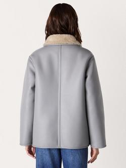 Whistles Angelina Faux Fur Collar Jacket, Grey - view 2, Grey