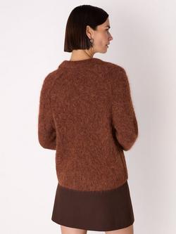 Whistles Collar Wool Rich Jumper, Rust - view 2, Rust