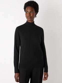 Whistles Fine Knit Funnel Neck Jumper, Black, Black