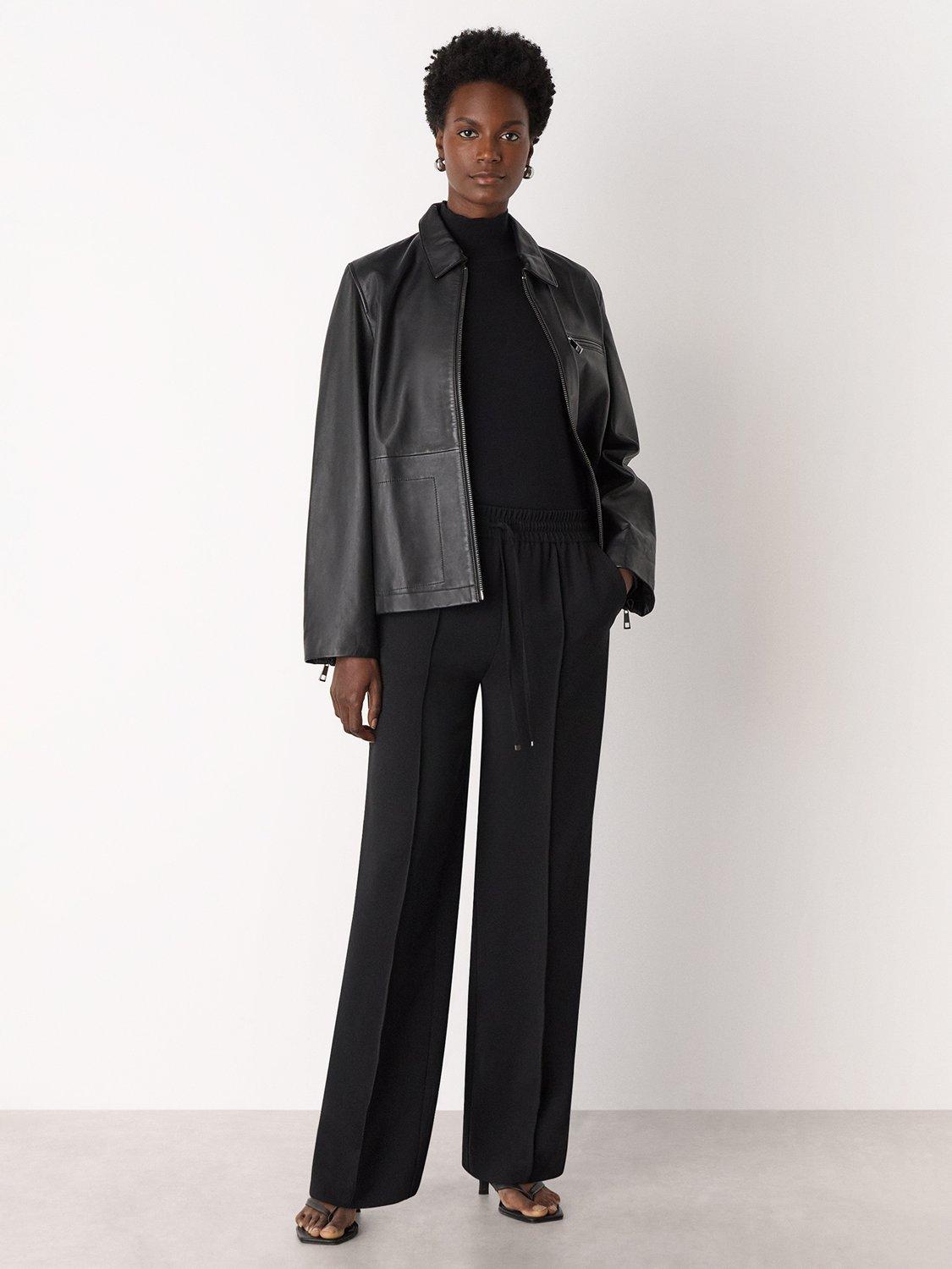 Product image 3 of 5, which shows Whistles Fine Knit Funnel Neck Jumper, Black, XS