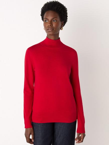 Whistles Fine Knit Funnel Neck Jumper, Black, Red