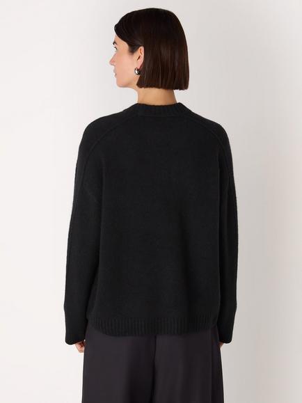 Whistles Seam Detail Wool Blend Knit Jumper, Black - view 2, Black