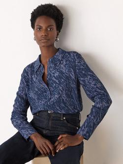 Whistles Abstract Pattern Long Sleeve Collar Shirt, Blue/Multi