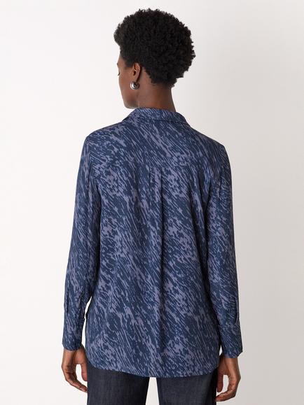 Whistles Abstract Pattern Long Sleeve Collar Shirt - view 2, Blue/Multi