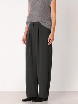 Whistles Petite Barrel Leg Trousers, Dark Grey, Dark Grey