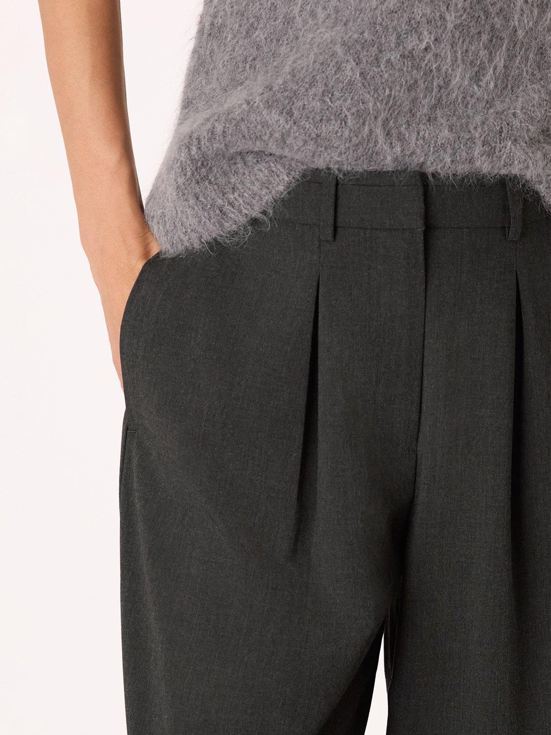 Product image 4 of 5, which shows Whistles Petite Barrel Leg Trousers, Dark Grey, 6