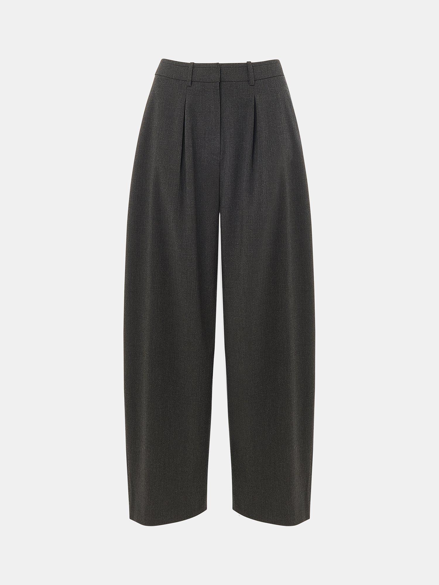 Product image 5 of 5, which shows Whistles Petite Barrel Leg Trousers, Dark Grey, 6