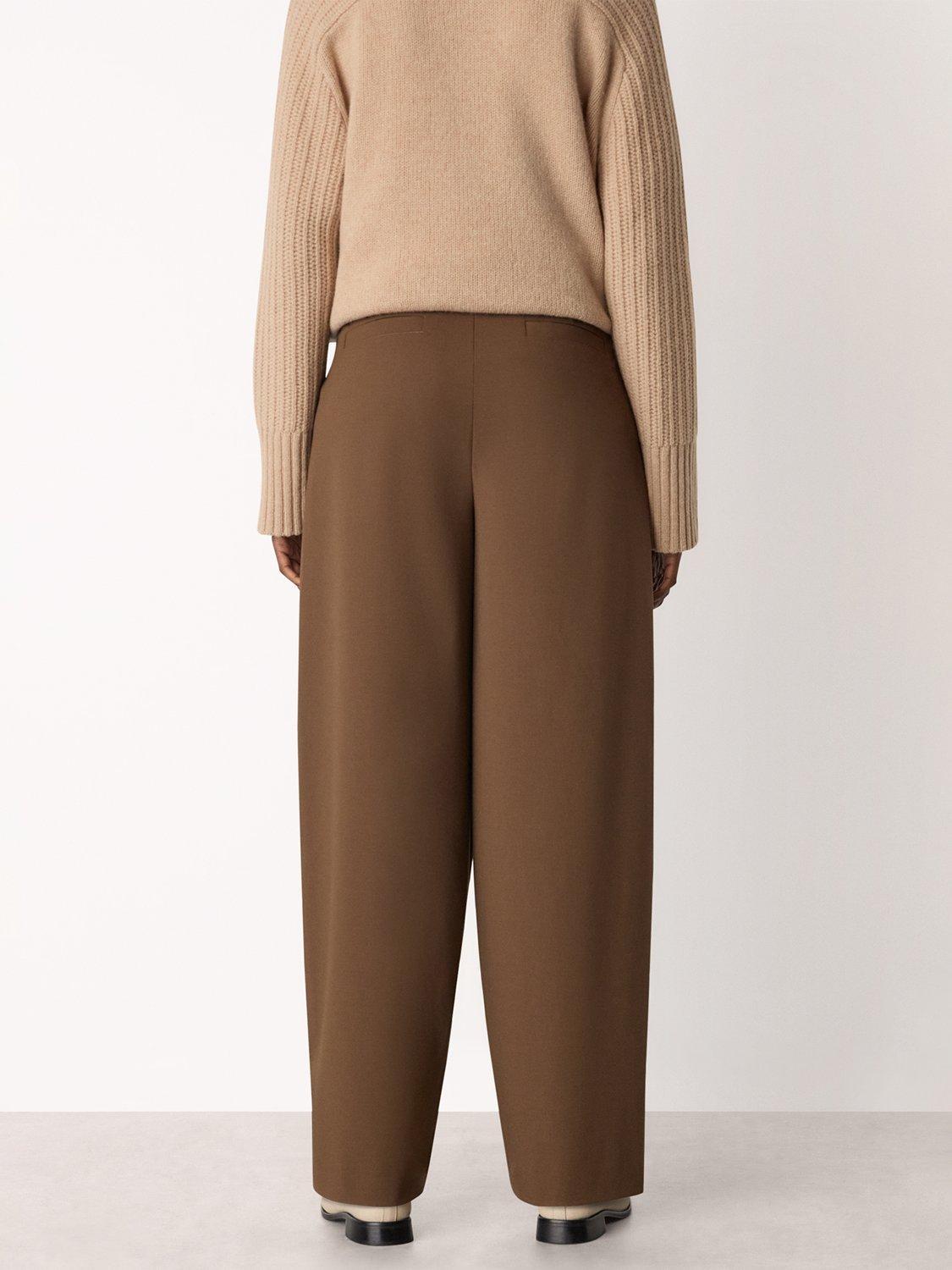 Product image 2 of 5, which shows Whistles Wool Blend Regular Fit Barrel Trousers, Brown, 6