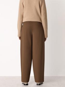 Whistles Wool Blend Regular Fit Barrel Trousers - view 2, Brown