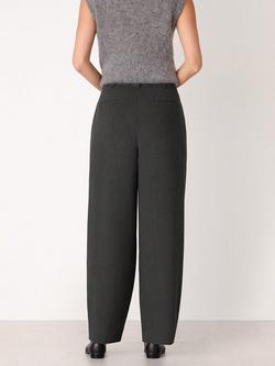 Whistles Barrel Leg Tailored Trousers, Dark Grey - view 2, Dark Grey