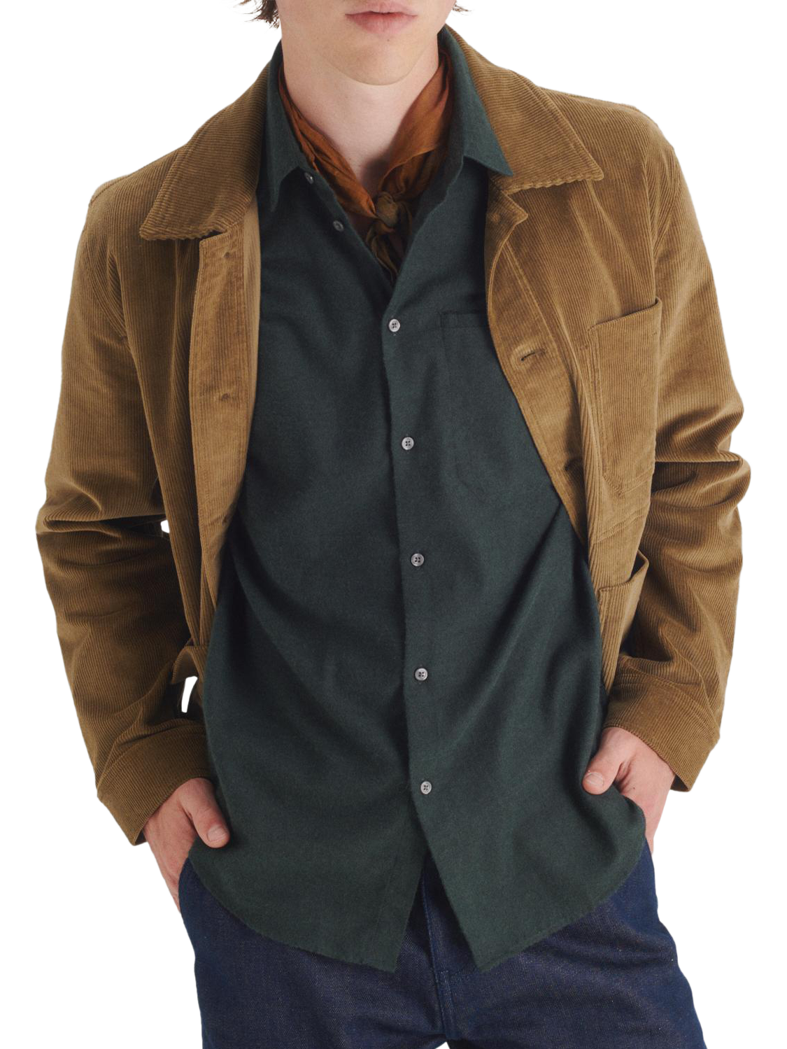 Product image 1 of 11, which shows Maison Standards Vallauris Cropped Corduroy Jacket, Dark Beige, S