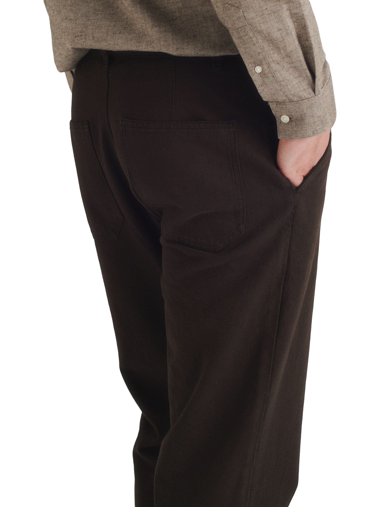 Product image 4 of 7, which shows Maison Standards Cadix Canvas Cotton Slim Jeans, Dark Brown, 29R