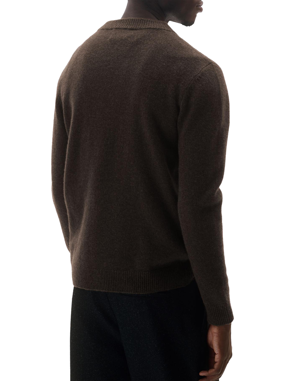 Product image 2 of 2, which shows Maison Standards Esteban Wool Crew Neck Jumper, Dark Brown, S