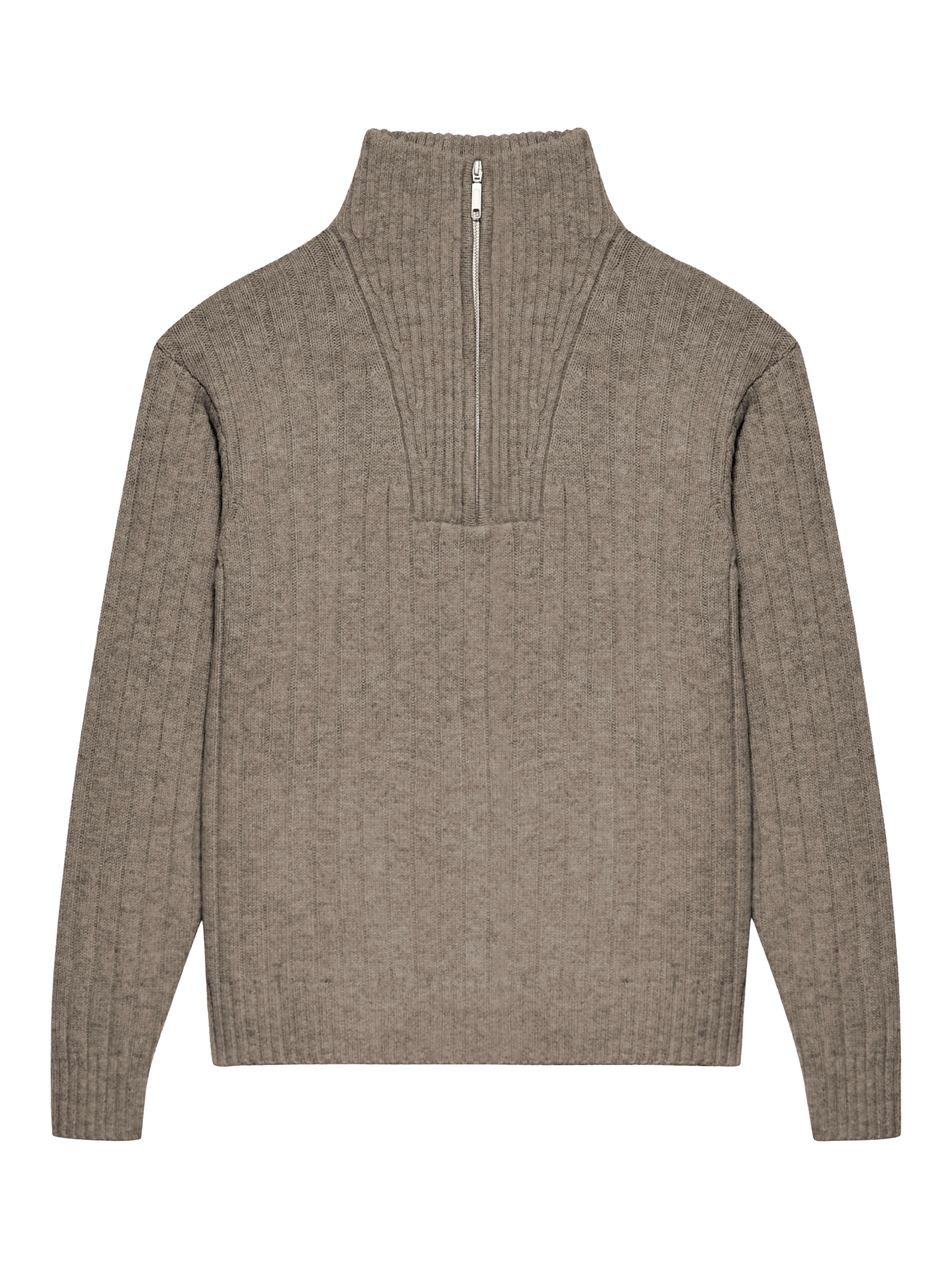 Product image 4 of 5, which shows Maison Standards Guillaume Wool Zip Neck Jumper, Mink Beige, S