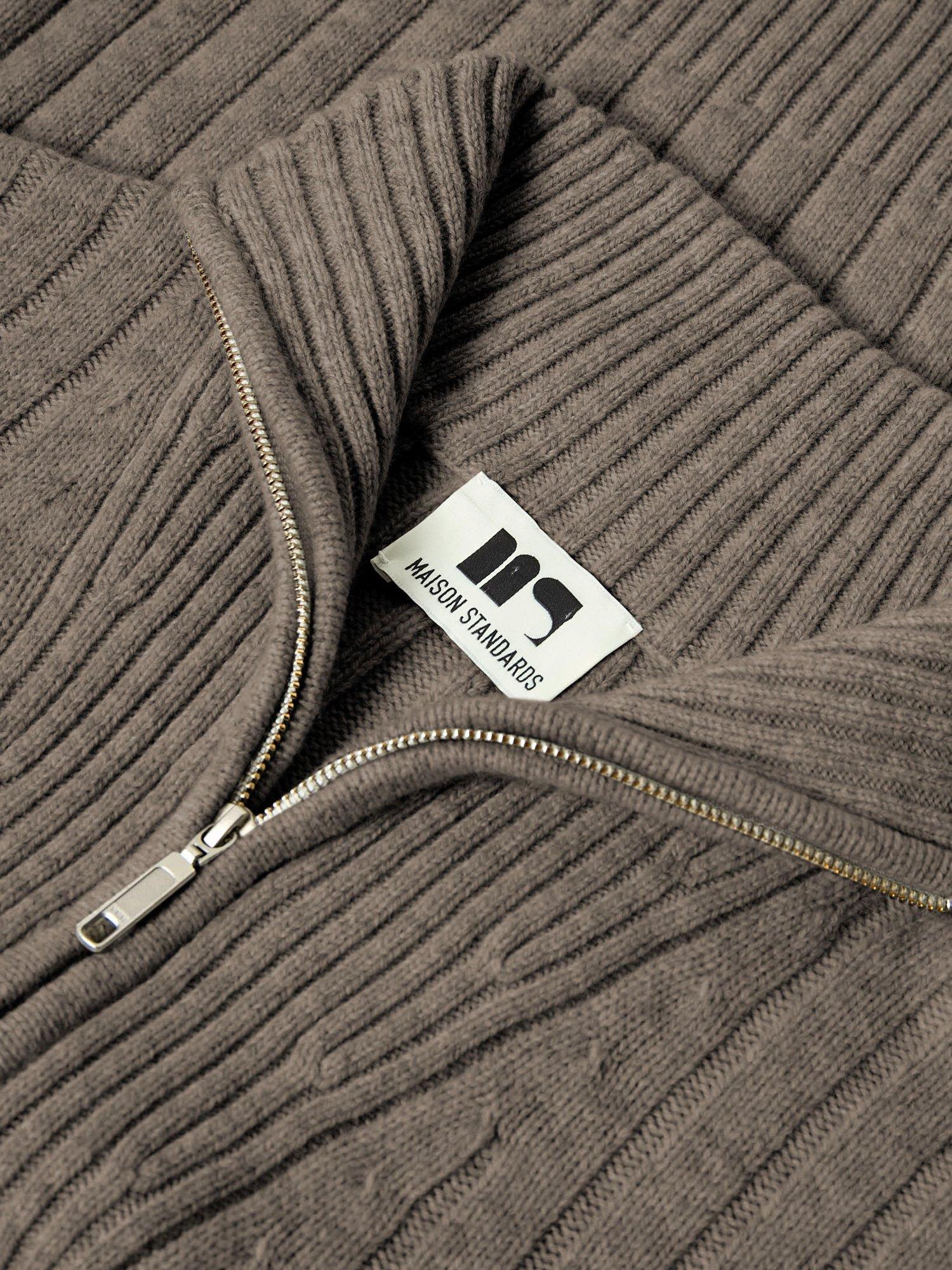 Product image 5 of 5, which shows Maison Standards Guillaume Wool Zip Neck Jumper, Mink Beige, S