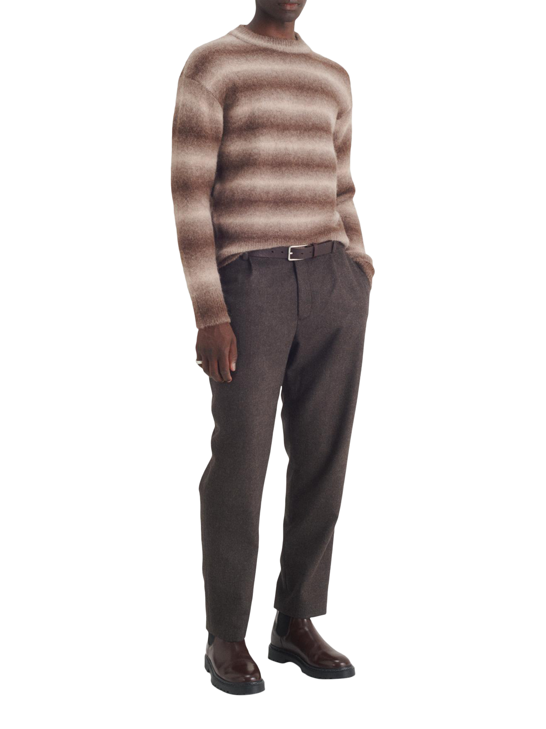 Product image 3 of 6, which shows Maison Standards Sheffield Alpaca Blend Jumper, Brown/Multi, S