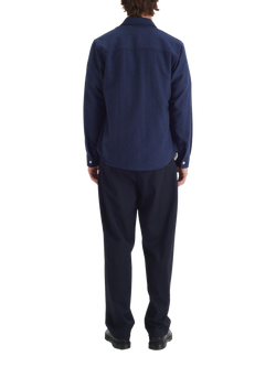 Maison Standards Devon Flanell Wool Blend Overshirt - view 2, Indigo