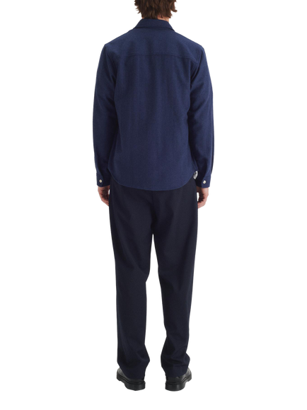 Maison Standards Devon Flannel Wool Blend Overshirt - view 2, Indigo