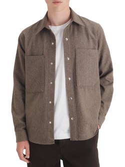 Maison Standards Devon Flanell Wool Blend Overshirt, Mink Beige
