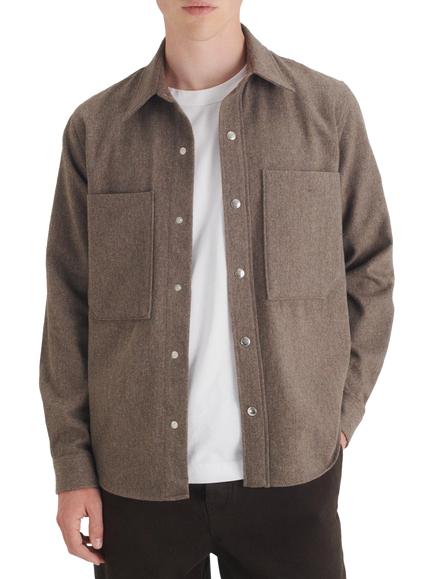 Maison Standards Devon Flanell Wool Blend Overshirt, Mink Beige