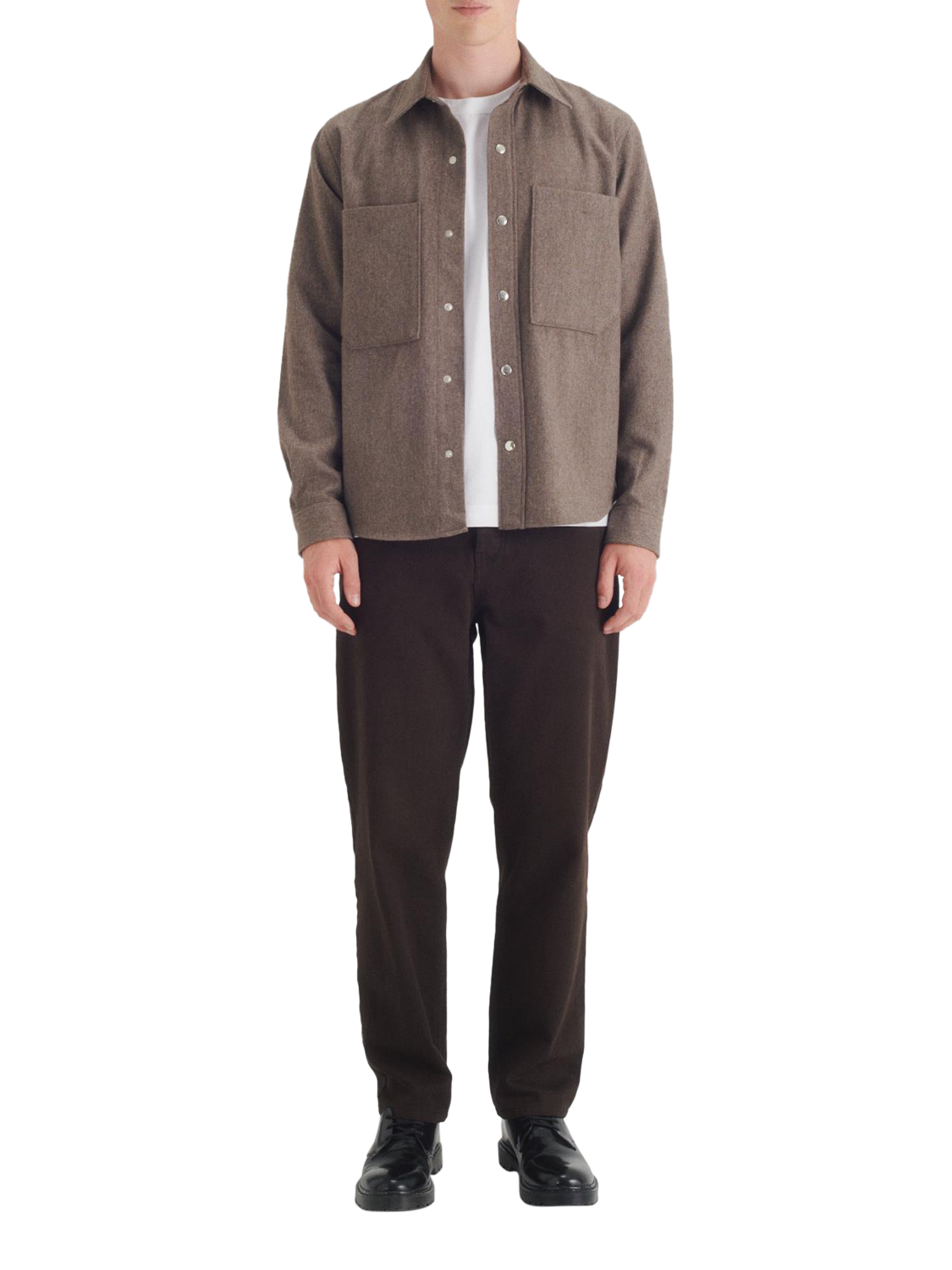 Product image 3 of 7, which shows Maison Standards Devon Flanell Wool Blend Overshirt, Mink Beige, S