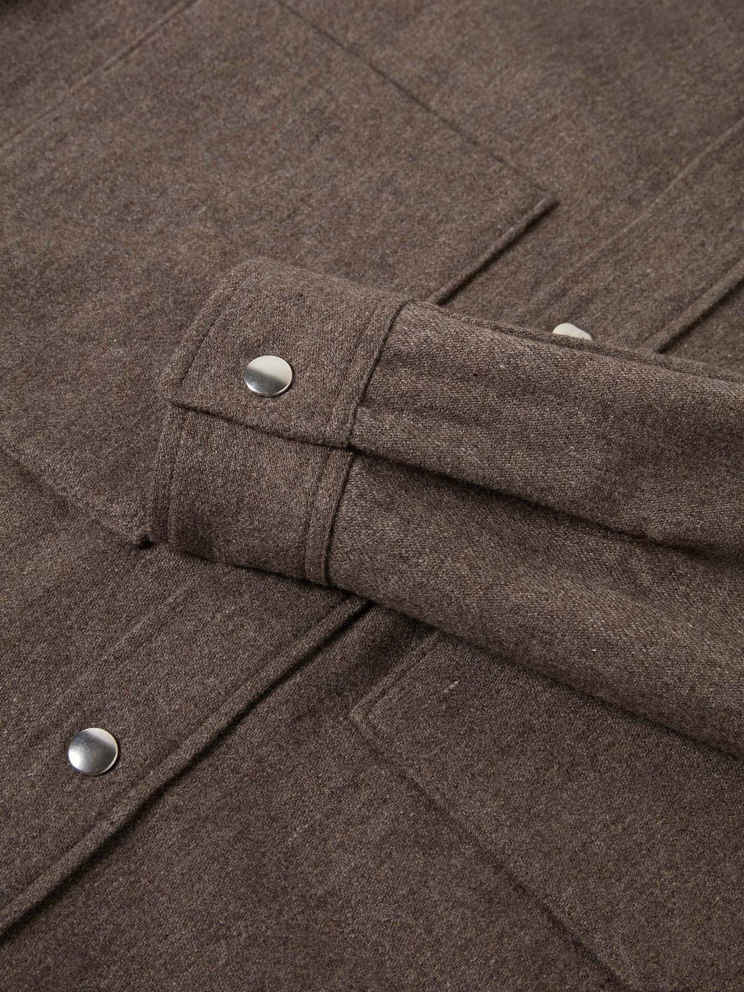 Product image 7 of 7, which shows Maison Standards Devon Flanell Wool Blend Overshirt, Mink Beige, S