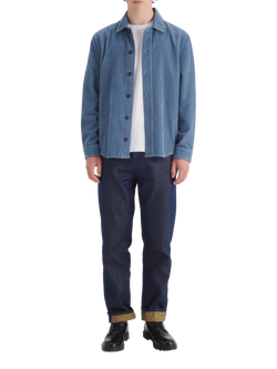 Maison Standards Gaston Velour Cotton Corduroy Overshirt, Dark Washed Blue