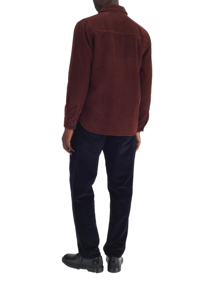Maison Standards Gaston Velour Cotton Corduroy Overshirt - view 2, Mahogany