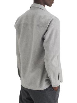 Maison Standards Gustave Wool Blend Flannel Overshirt - view 2, Light Grey