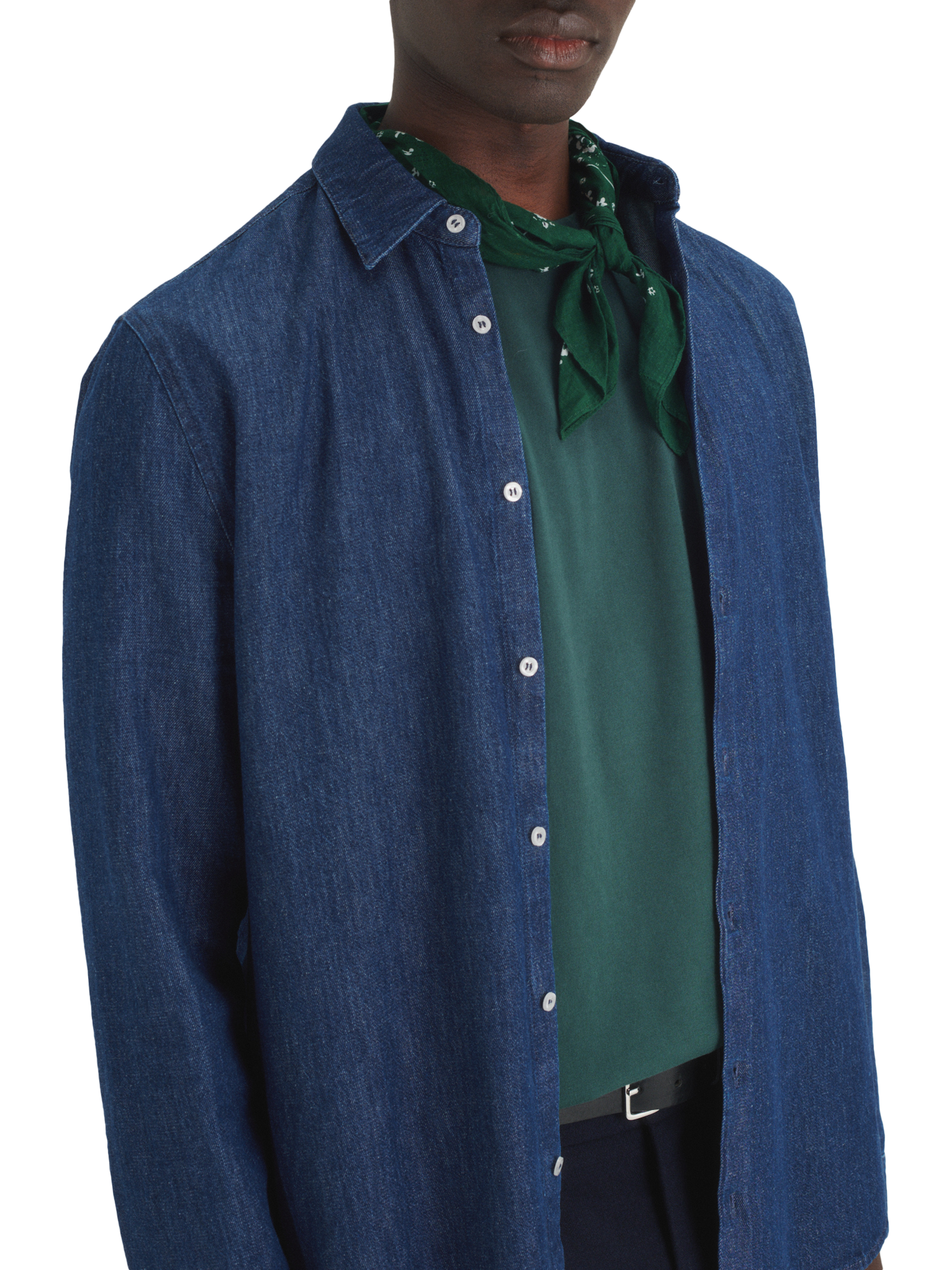 Product image 3 of 6, which shows Maison Standards Peter Regular Fit Denim Shirt, Stone, S