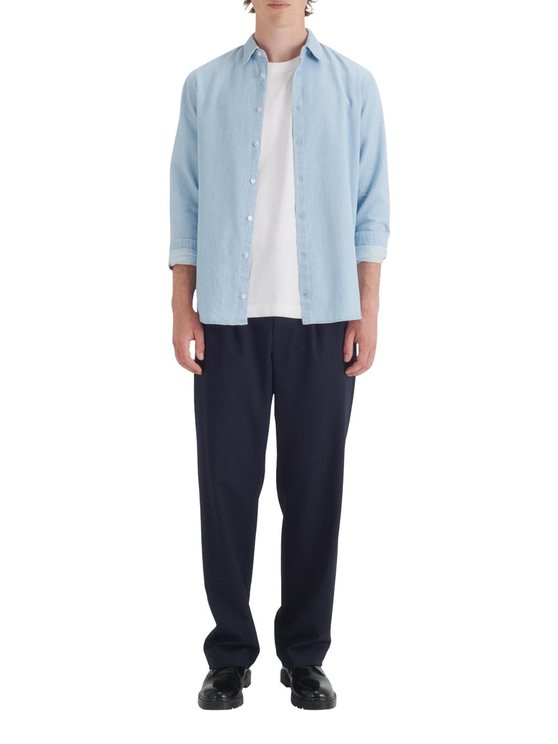 Product image 1 of 4, which shows Maison Standards Peter Regular Fit Denim Shirt, Ultra Bleach, S