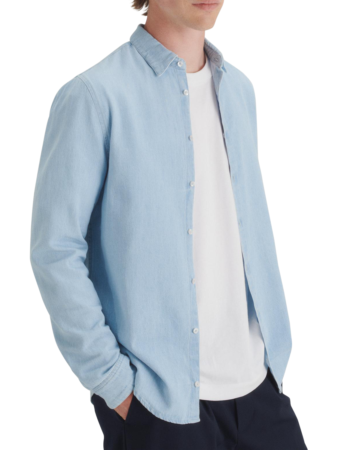 Product image 3 of 4, which shows Maison Standards Peter Regular Fit Denim Shirt, Ultra Bleach, S