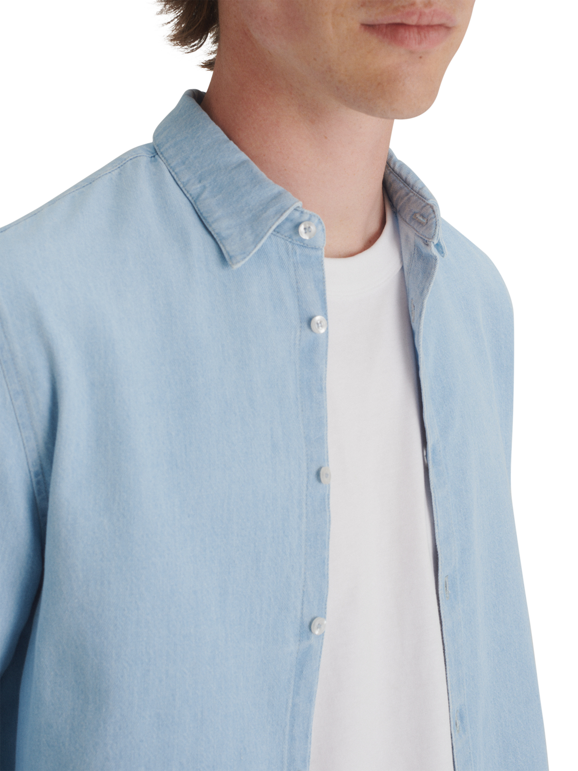 Product image 4 of 4, which shows Maison Standards Peter Regular Fit Denim Shirt, Ultra Bleach, S