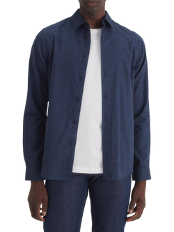 Maison Standards Peter Cotton Regular Fit Flannel Shirt, Navy, Navy