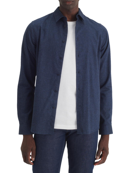 Maison Standards Peter Cotton Regular Fit Flannel Shirt, Navy, Navy