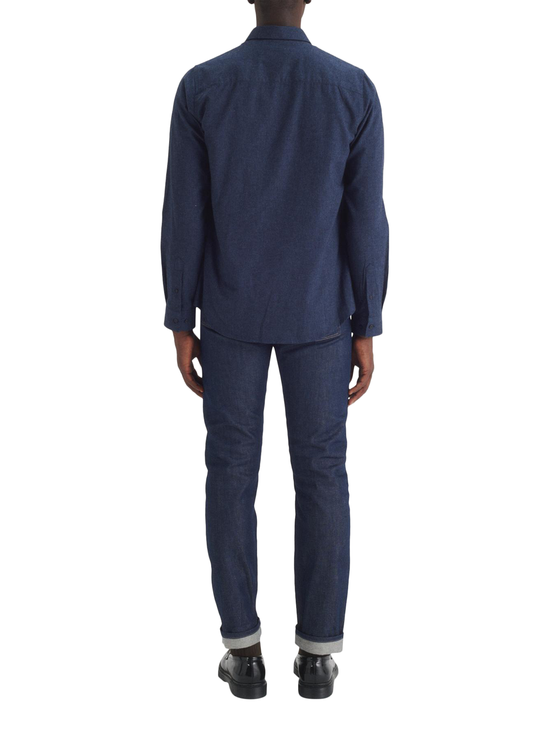 Product image 2 of 7, which shows Maison Standards Peter Cotton Regular Fit Flannel Shirt, Navy, S