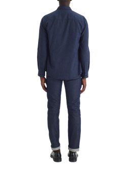 Maison Standards Peter Cotton Regular Fit Flannel Shirt, Navy - view 2, Navy