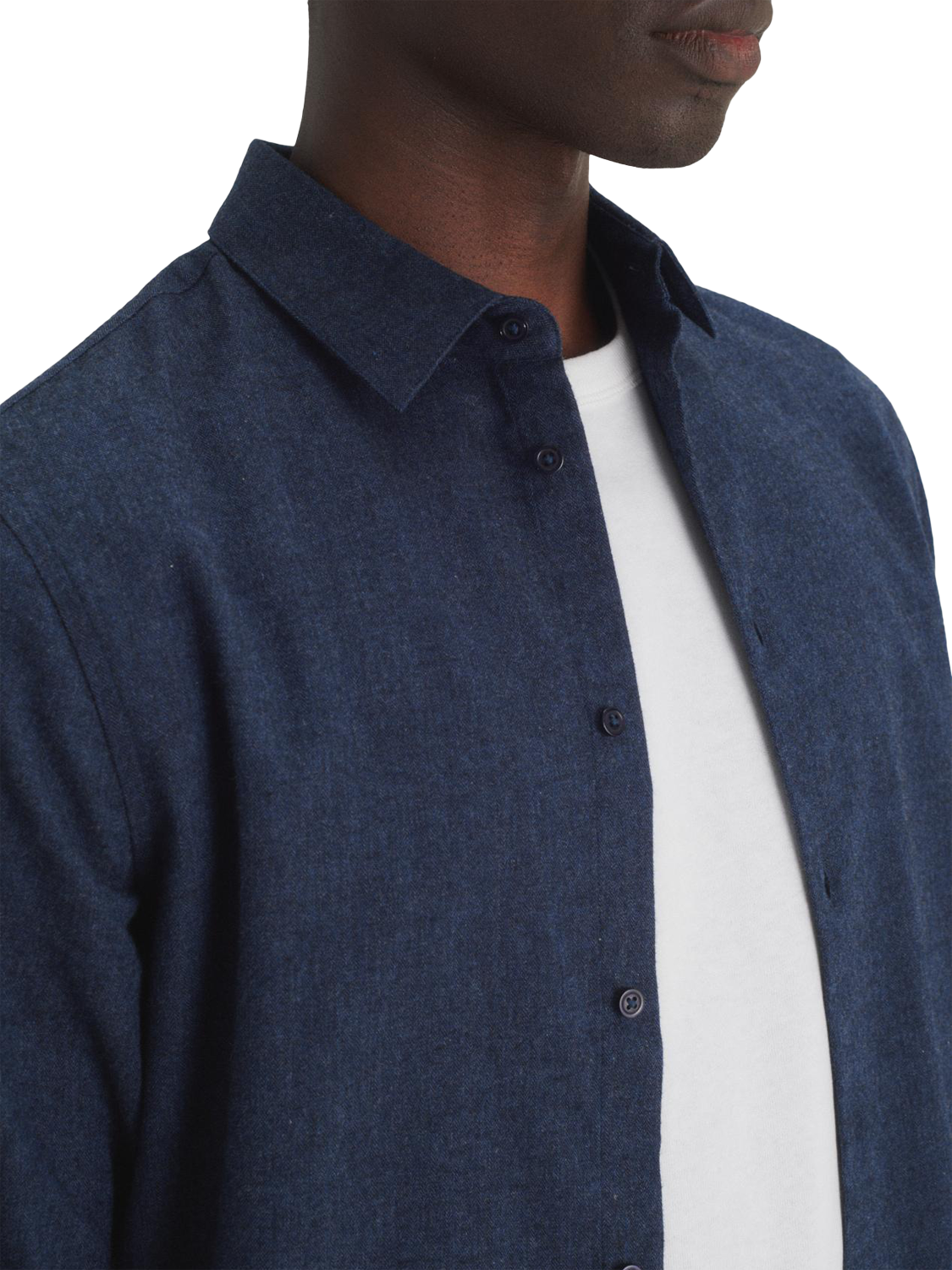 Product image 4 of 7, which shows Maison Standards Peter Cotton Regular Fit Flannel Shirt, Navy, S