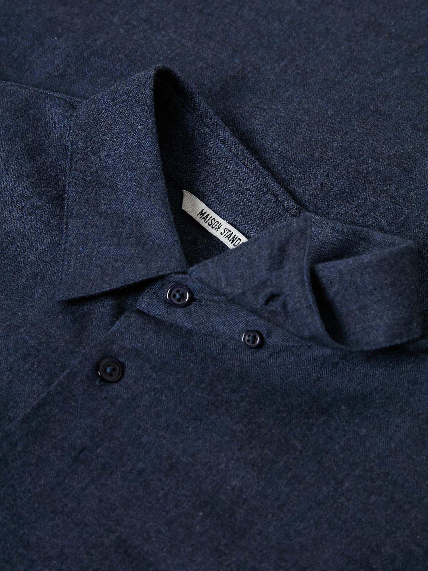 Product image 6 of 7, which shows Maison Standards Peter Cotton Regular Fit Flannel Shirt, Navy, S