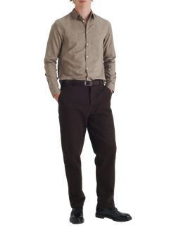 Maison Standards Peter Cotton Long Sleeve Collar Shirt, Brown