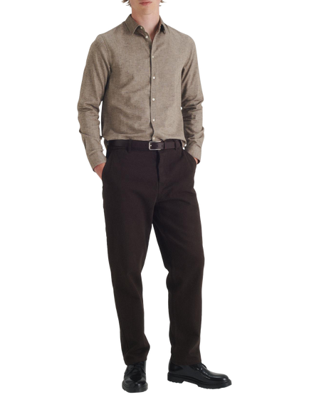 Maison Standards Peter Cotton Long Sleeve Collar Shirt, Brown