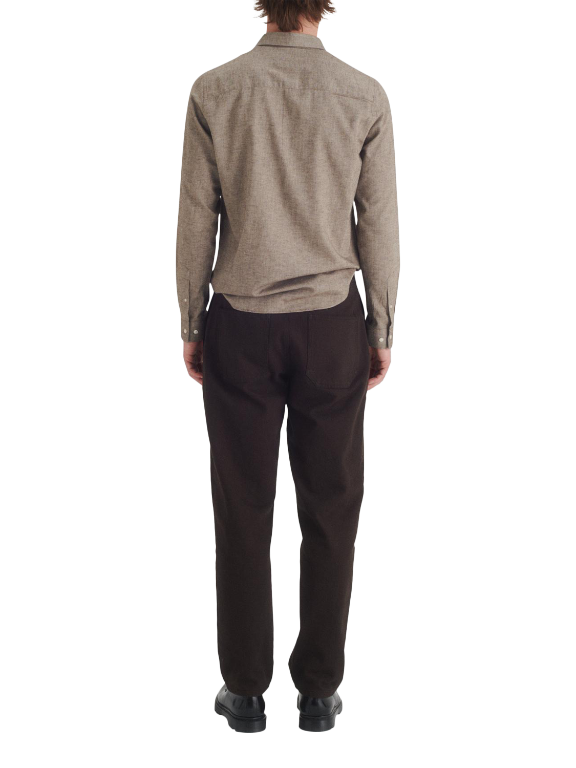 Product image 2 of 7, which shows Maison Standards Peter Cotton Long Sleeve Collar Shirt, Brown, S