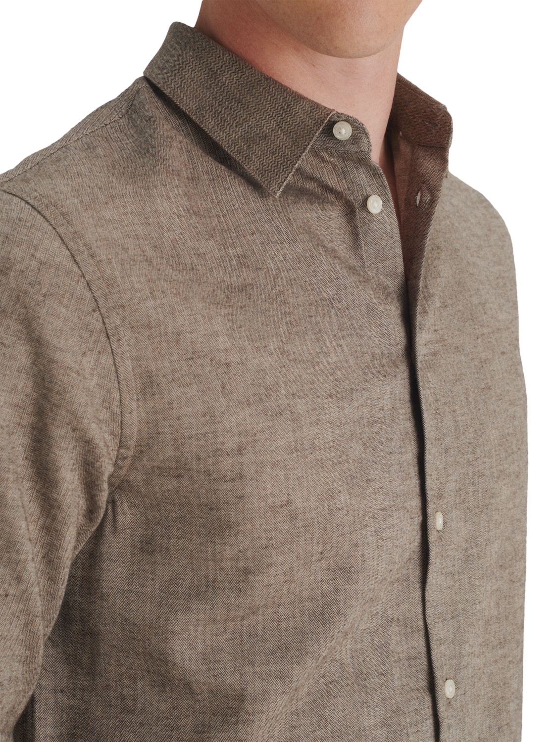 Product image 4 of 7, which shows Maison Standards Peter Cotton Long Sleeve Collar Shirt, Brown, S