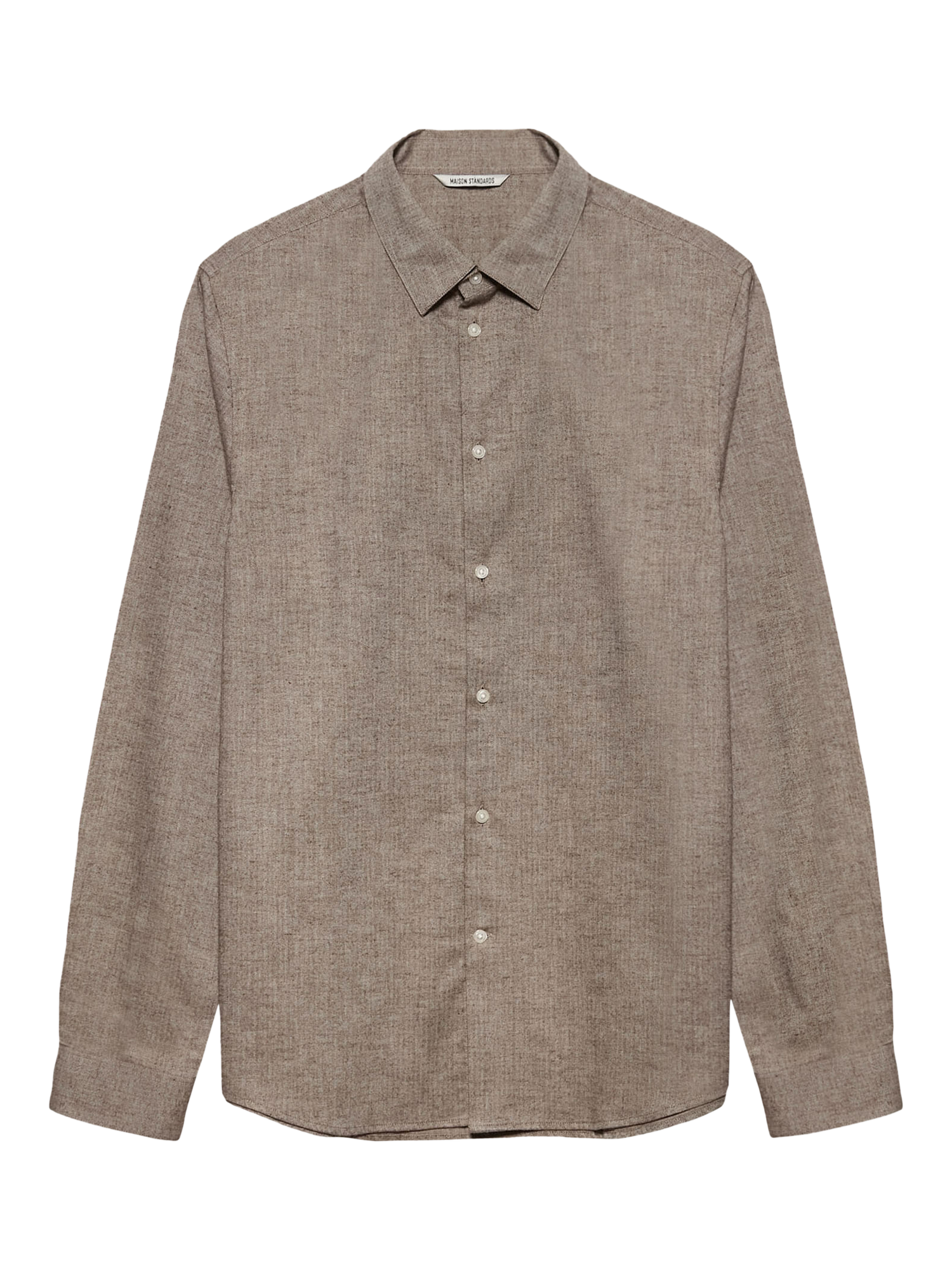 Product image 5 of 7, which shows Maison Standards Peter Cotton Long Sleeve Collar Shirt, Brown, S