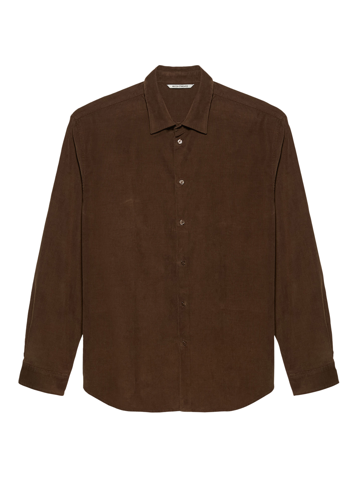 Product image 4 of 7, which shows Maison Standards Soho Cotton Velvet Shirt, Brown, S