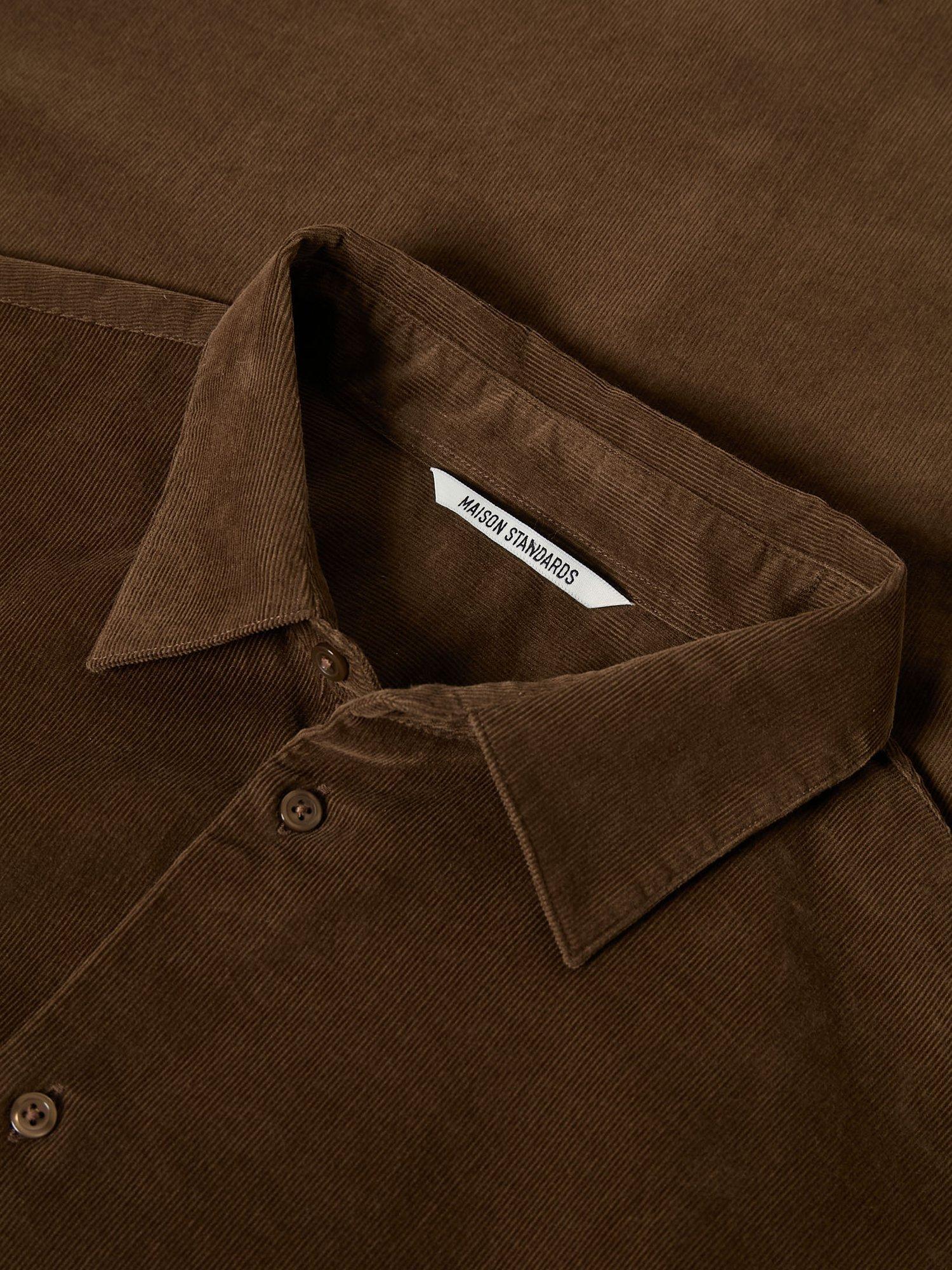 Product image 5 of 7, which shows Maison Standards Soho Cotton Velvet Shirt, Brown, S