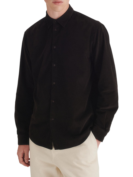 Maison Standards Cotton Regular Fit Soho Velvet Shirt, Dark Chocolate, Dark Chocolate