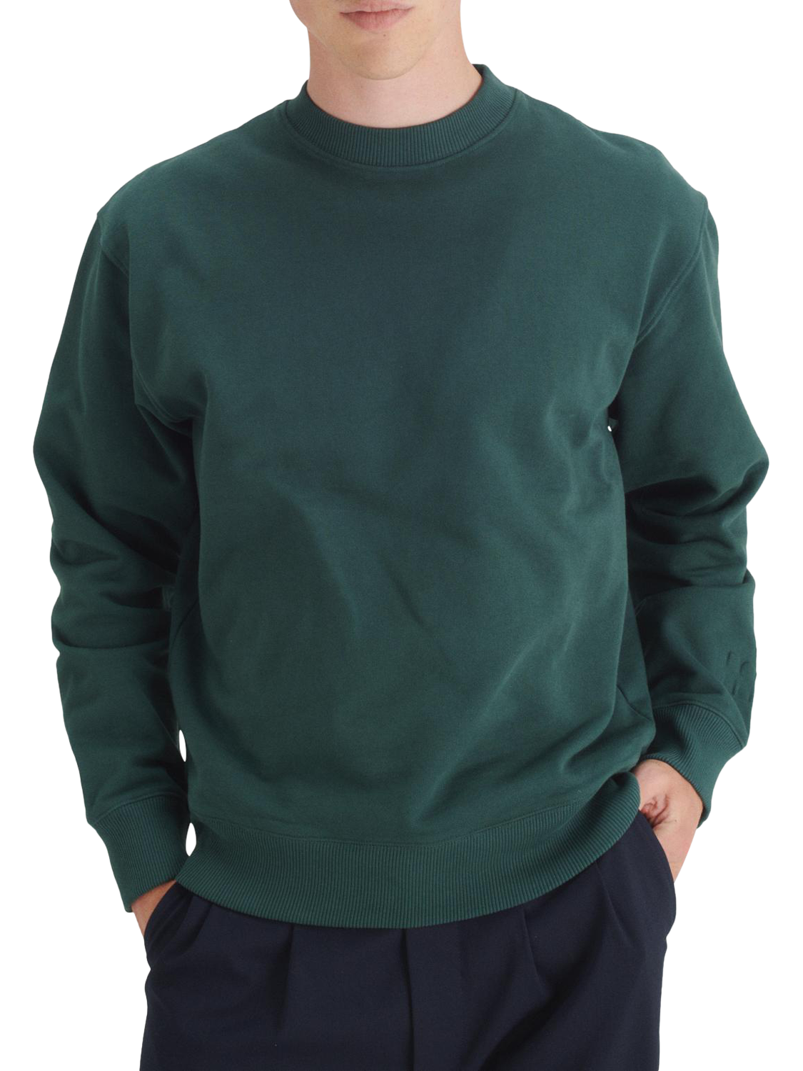 Product image 1 of 7, which shows Maison Standards Harlem Cotton Crew Neck Sweatshirt, British Green, S