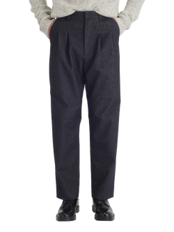 Maison Standards Saul Double-Pleated Wide-Leg Straight Cut Trousers, Blue, Blue