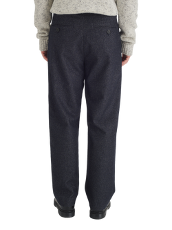 Maison Standards Saul Double-Pleated Wide-Leg Straight Cut Trousers, Blue - view 2, Blue